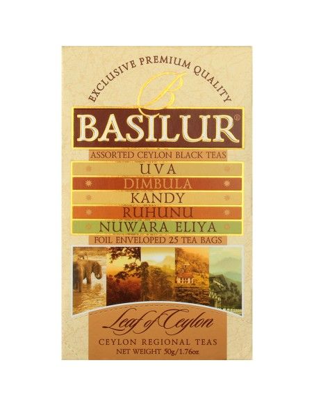 Té negro Ceylon-Assorted Hojas del Ceylon Té 25 Bolsas X 12 Unidades - Basilur