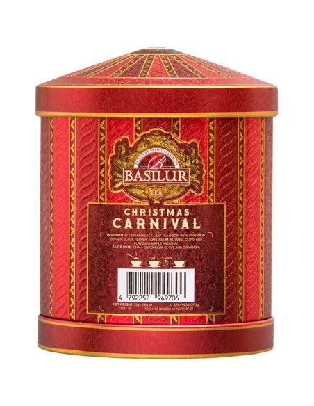 Te Negro Miel de Arce, Canela Especias - Music Festival Christmast - Hoja 75 gr x 6 Unidades - Basilur